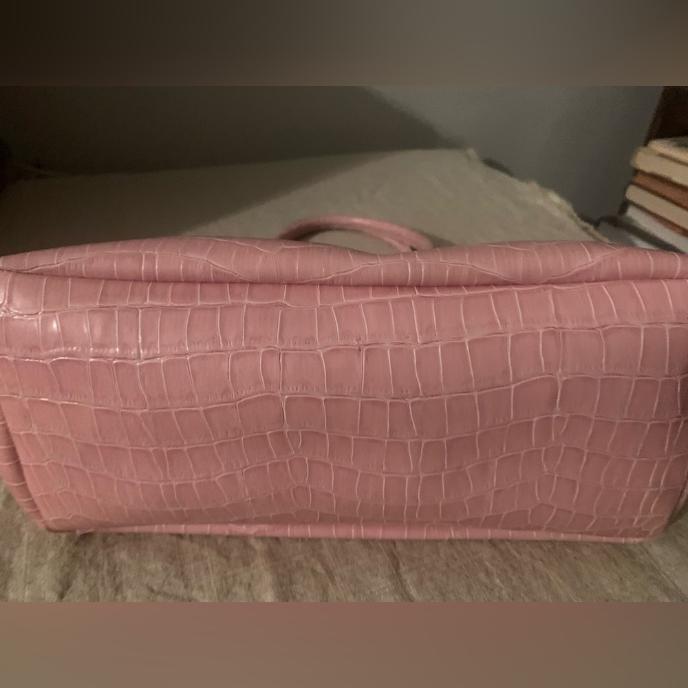 Faux Pink crocodile Berkin Style Tote - Picture 3 of 4